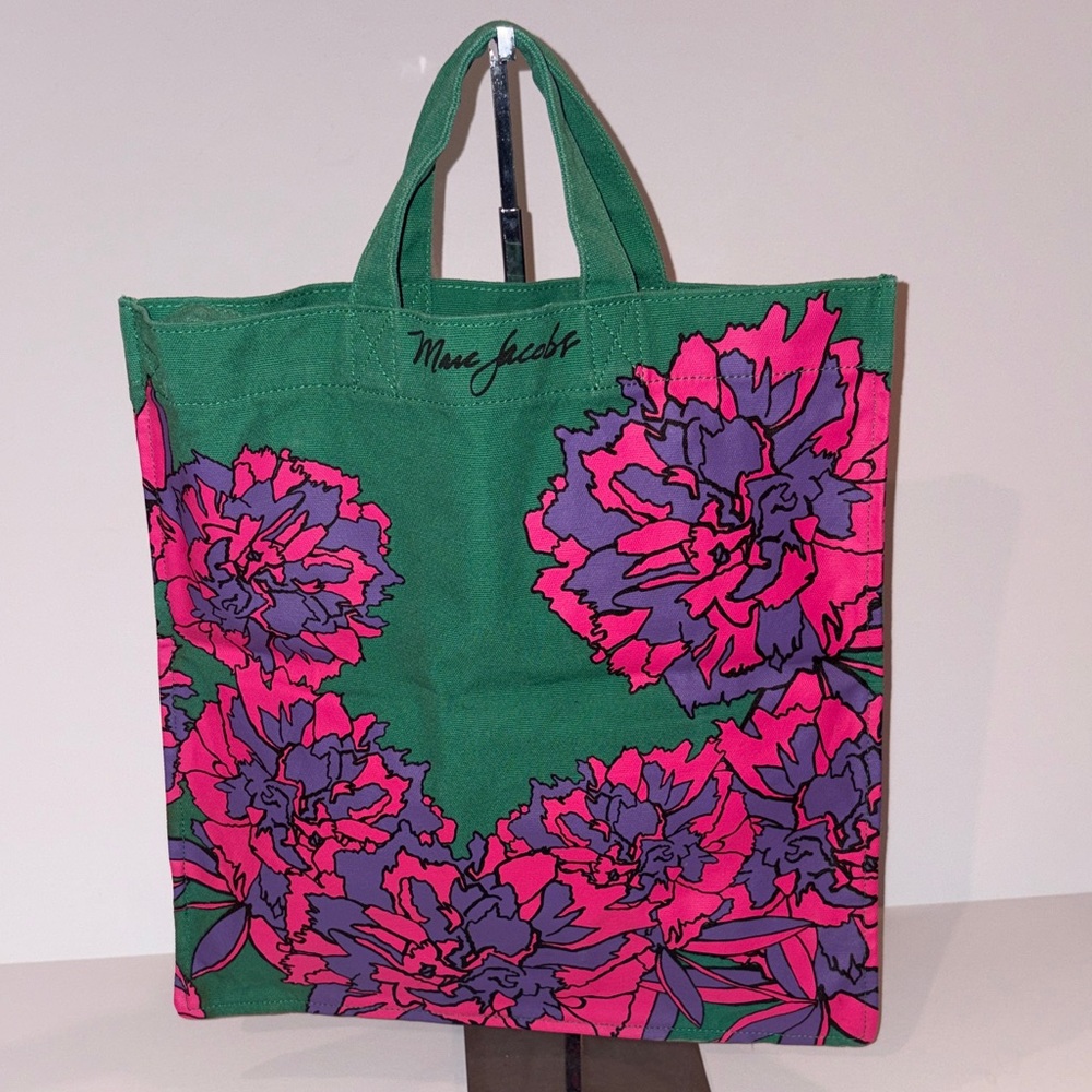 MARC JACOBS Green and Purple Floral Tote